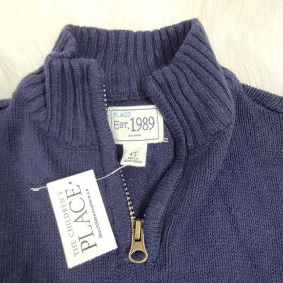 The Childrens Place | Navy Blue Quarter Zip Pullover Knit Sweater Top 4T New - Picture 3 of 9